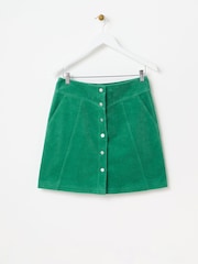 Oliver Bonas Green Corduroy Mini Skirt - Image 3 of 8