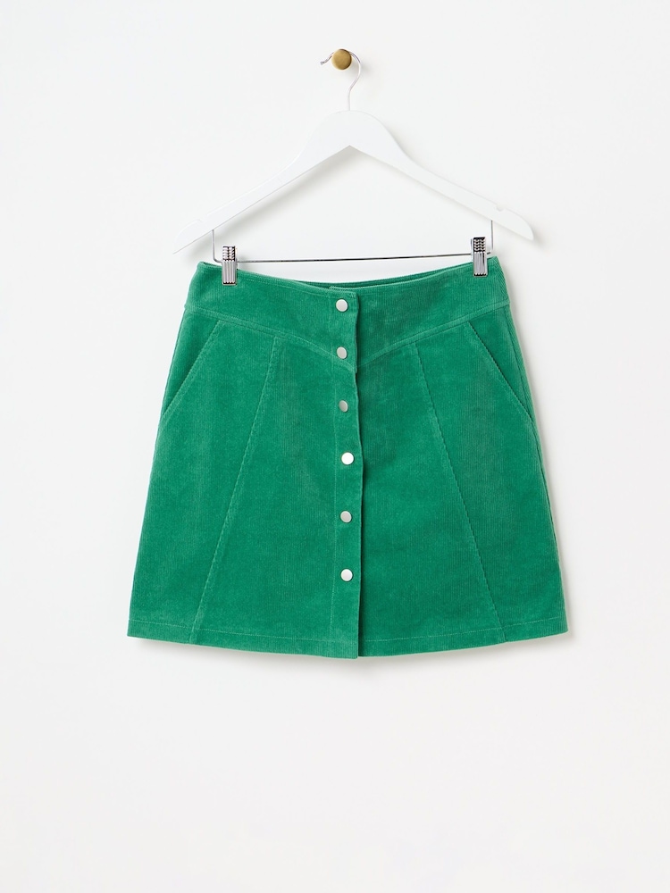 Oliver Bonas Green Corduroy Mini Skirt - Image 3 of 8