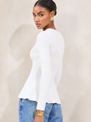 Lipsy Ivory Double Button Peplum Knit Cardigan - Image 4 of 4