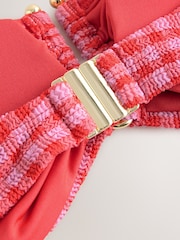 Pink/Red Crinkle Gingham - Top de biquíni Trim Bandeau - Imagem 3 de 3