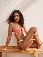 Pink/Lime Floral Trim Bandeau Bikini Top - Image 3 of 9