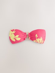 Pink/Lime Floral Trim Bandeau Bikini Top - Image 6 of 9