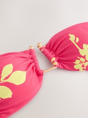 Pink/Lime Floral Trim Bandeau Bikini Top - Image 7 of 9