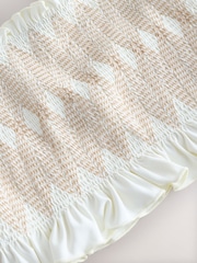 White/Tan Contrast Stitch Bandeau Bikini Top - Image 7 of 9