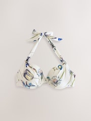Kew Collection White/Blue Floral Print - Blusa de biquíni acolchoada com arame - Imagem 6 de 9