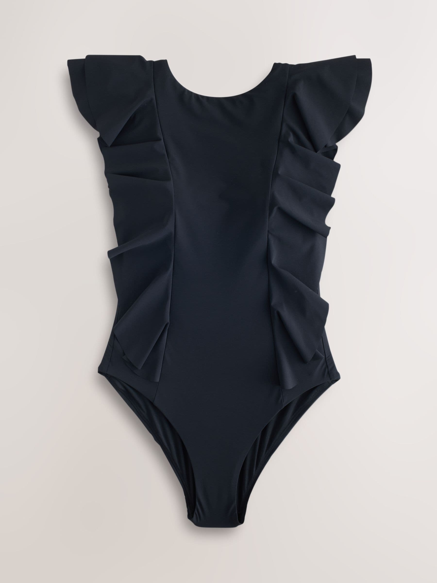 Buy Black High Neck Frill Tummy Control Swimsuit from Next