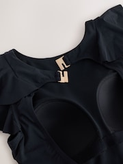 Preto - High Neck Frill Tummy Control Swimsuit - Imagem 7 de 8