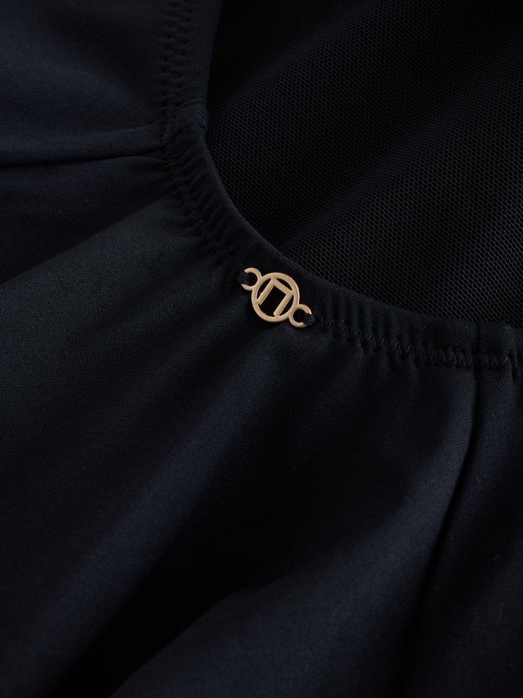 Black High Neck Frill Tummy Control Swimsuit - Image 8 of 8 Black High Neck Frill Tummy Control Swimsuit - Image 8 of 8