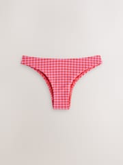 Pink/Red Crinkle Gingham High Leg Brazilian Bikini Bottoms - Image 7 of 9