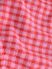 Pink/Red Crinkle Gingham High Leg Brazilian Bikini Bottoms - Image 8 of 9