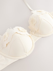 Cream Floral 3D Wired Non Padded Bikini Top - Image 10 of 11