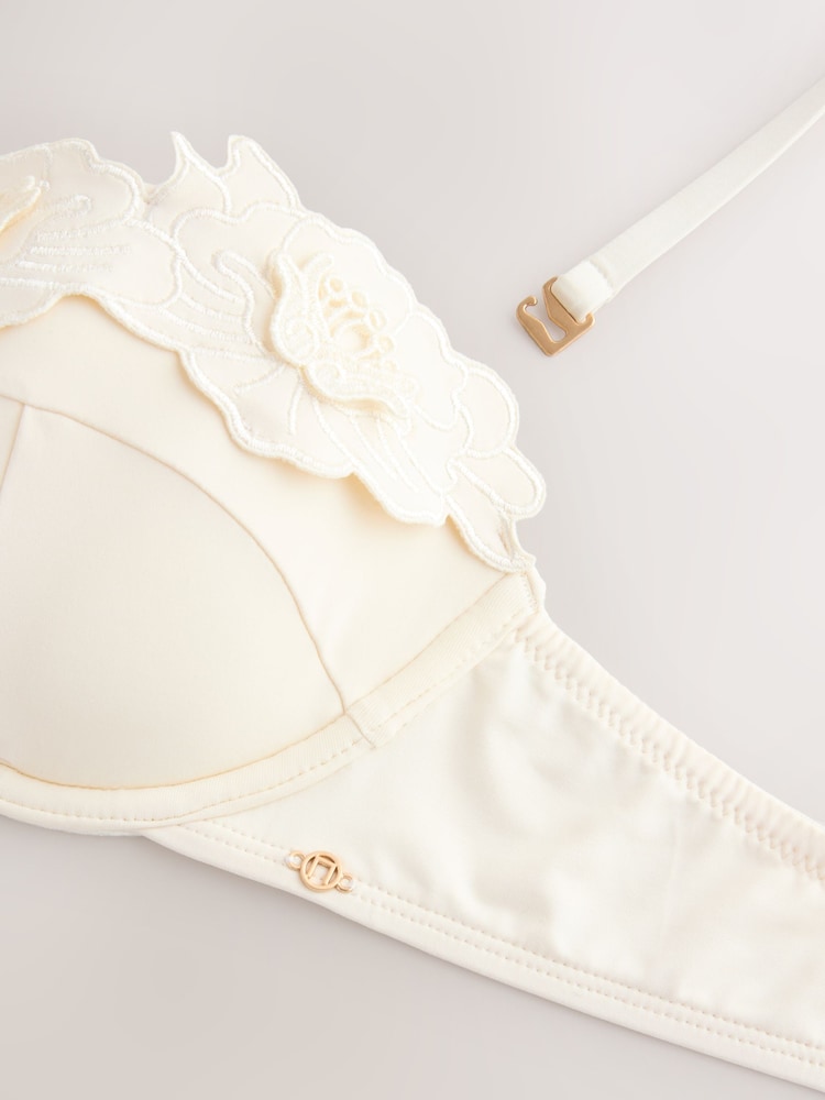 Cream Floral 3D Wired Non Padded Bikini Top - Image 11 of 11