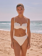 Cream Floral 3D Wired Non Padded Bikini Top - Image 2 of 11