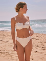 Cream Floral 3D Wired Non Padded Bikini Top - Image 3 of 11