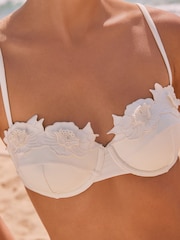 Cream Floral 3D Wired Non Padded Bikini Top - Image 8 of 11
