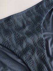 Navy Textured High Leg Bikini Bottoms - Image 8 of 9