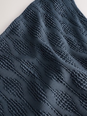 Navy Textured High Leg Bikini Bottoms - Image 9 of 9