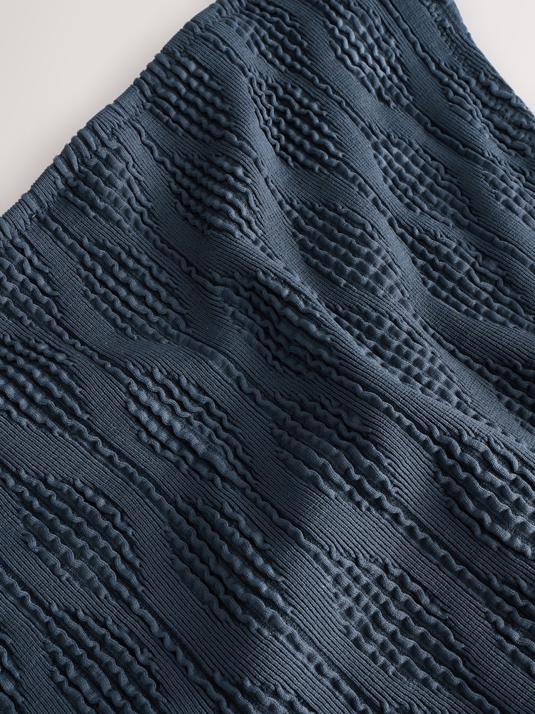 Navy Textured High Leg Bikini Bottoms - Image 9 of 9