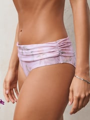 Lilac Floral Print Roll Top Bikini Bottoms - Image 4 of 8