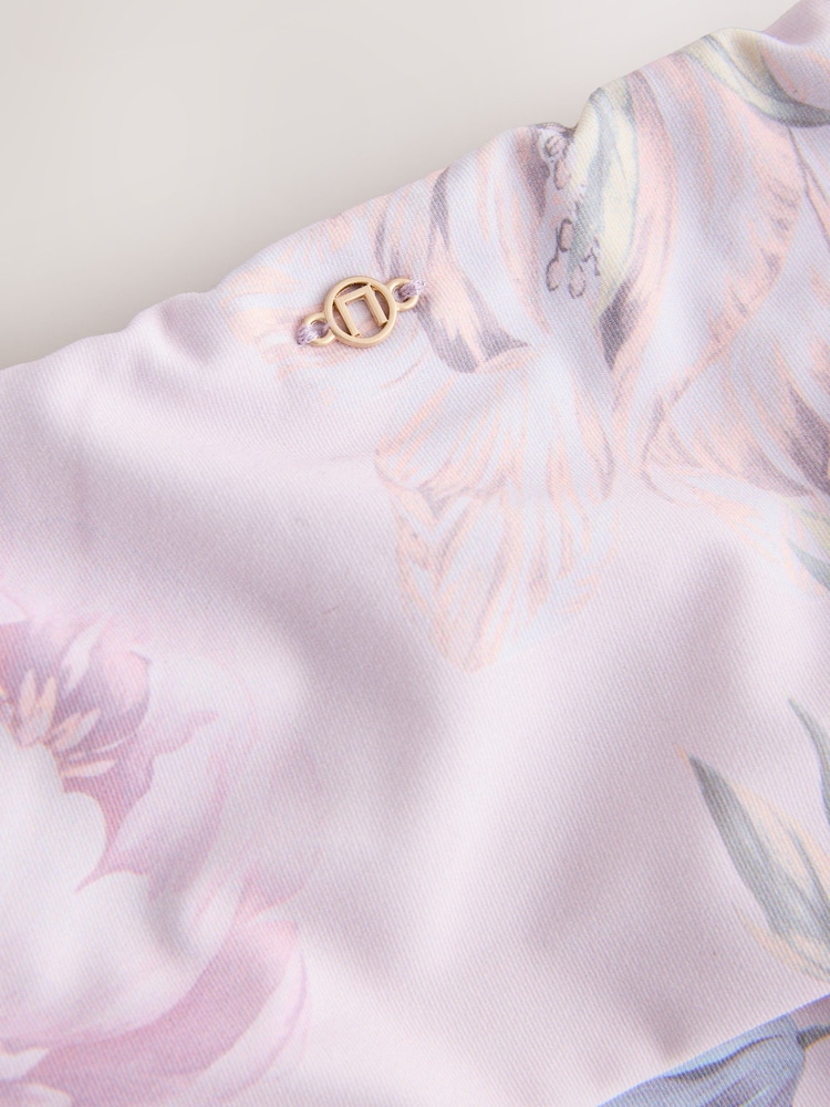 Lilac Floral Print Roll Top Bikini Bottoms - Image 8 of 8