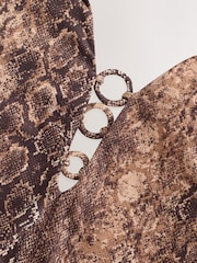 Brown Snake Plunge Ring Tummy Control Swimsuit - Image 10 of 10