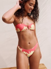 Pink/Lime Floral Print Brazilian High Leg Bikini Bottoms - Image 3 of 5