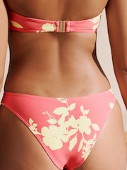 Pink/Lime Floral Print Brazilian High Leg Bikini Bottoms - Image 5 of 5