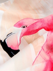 Cream/Pink Flamingo Placement Print Tummy Control Scoop Neck Swimsuit - Image 2 of 4