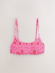 Pink/Red Sunny Senorita Shirred Crop Bikini Top - Image 4 of 6