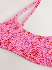 Pink/Red Sunny Senorita Shirred Crop Bikini Top - Image 6 of 6