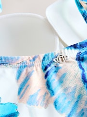 Kew Collection White/BlueFloral Shaping Tummy Control Bandeau Swimsuit - Image 8 of 9