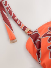 Orange/Rust Floral - Bañador de palabra de honor con efecto reductor del vientre - Imagen 8 de 10