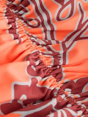 Orange/Rust Floral - Bañador de palabra de honor con efecto reductor del vientre - Imagen 9 de 10