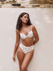 Ecru Woodblock Draped Padded Shaping Wired Bikini Top - Image 2 of 8