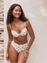 Ecru Woodblock Draped Padded Shaping Wired Bikini Top - Image 3 of 8