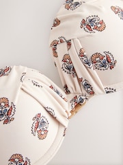 Ecru Woodblock Draped Padded Shaping Wired Bikini Top - Image 7 of 8