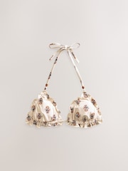 Cream Woodblock Lettuce Edge Triangle Bikini Top - Image 6 of 8