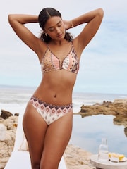 Chocolate Brown Woodblock High Leg Bikini Bottoms - Image 4 of 8