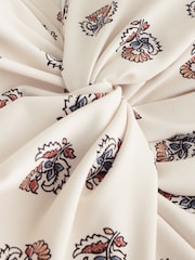 Cream Woodblock Print Twist Front Tummy Control Swimsuit - Image 7 of 9
