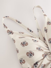 Cream Woodblock Print Twist Front Tummy Control Swimsuit - Image 8 of 9