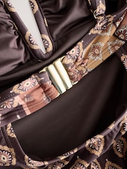 Chocolate Brown Woodblock Plunge Tummy Control Swimsuit - Image 11 of 11