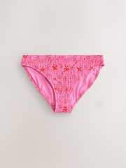 Pink/Red Sunny Senorita Shirred Brazilian High Leg Bikini Bottoms - Image 7 of 9