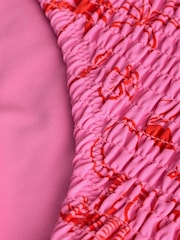 Pink/Red Sunny Senorita Shirred Brazilian High Leg Bikini Bottoms - Image 8 of 9
