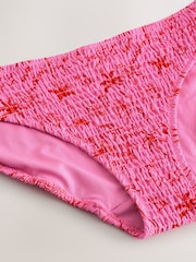 Pink/Red Sunny Senorita Shirred Brazilian High Leg Bikini Bottoms - Image 9 of 9