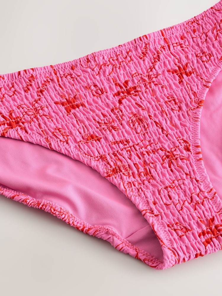 Pink/Red Sunny Senorita Shirred Brazilian High Leg Bikini Bottoms - Image 9 of 9
