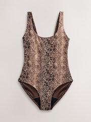 Brown Snake Print Tummy Control Period Scoop Swimsuit - Image 7 of 8