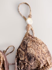 Brown Snake Beaded Triangle Bikini Top - Image 11 of 12