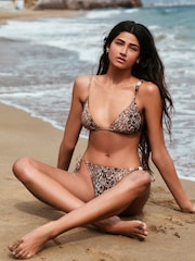 Brown Snake Beaded Triangle Bikini Top - Image 5 of 12