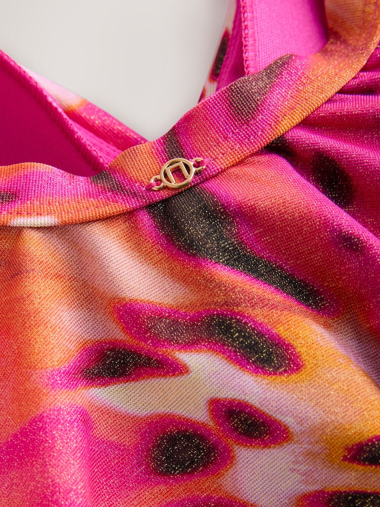 Pink Metallic Animal Print Shaping Tummy Control Swimsuit - Image 3 of 3