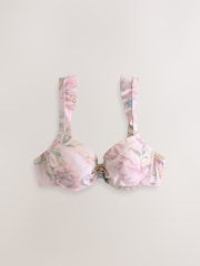 Lilac Purple Floral Print Frill Strap Padded Wired Bikini Top - Image 7 of 10
